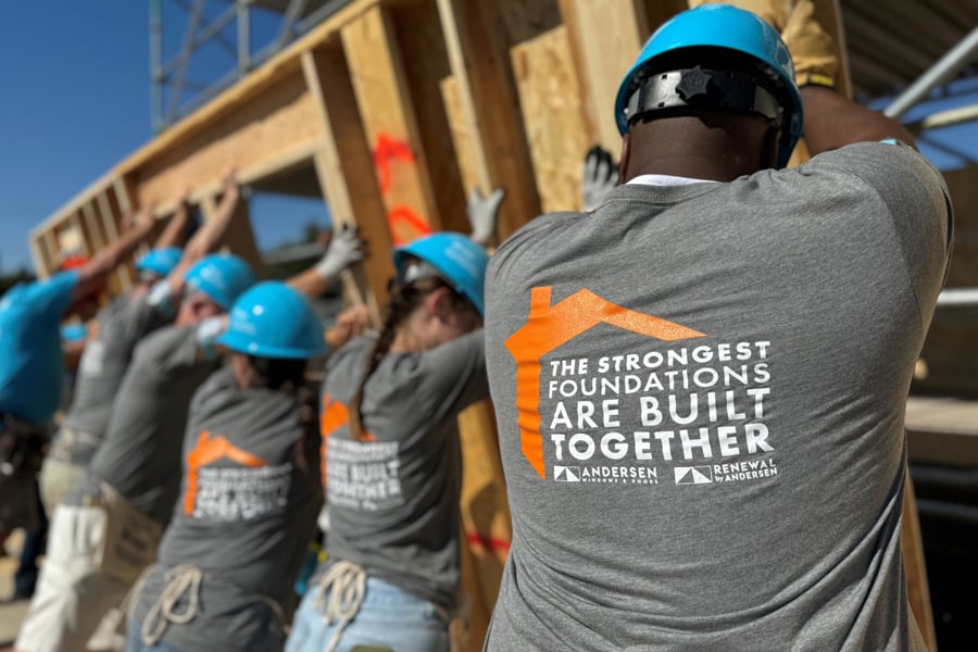 Habitat 4 humanity build site with employee volunteers