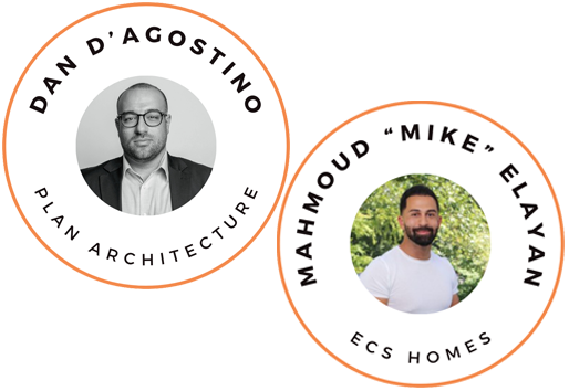 Two images in circle with orange line