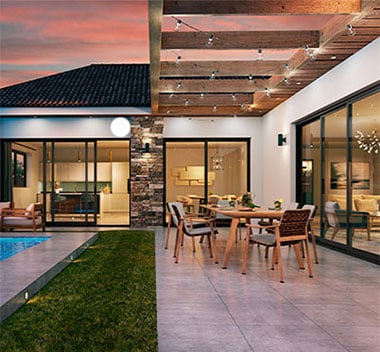 pool home with andersen aluminum multi-slide door