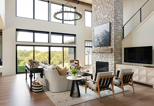 Indoor Outdoor Living Vaulted Ceiling with Many Windows