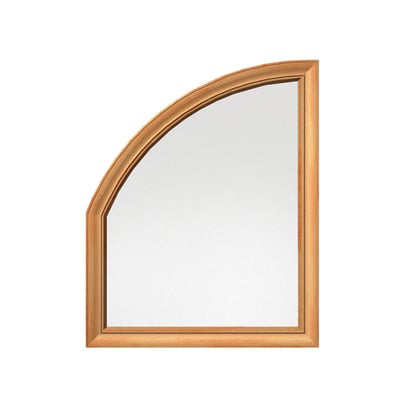 A rendering of a wood unequal leg arch window.