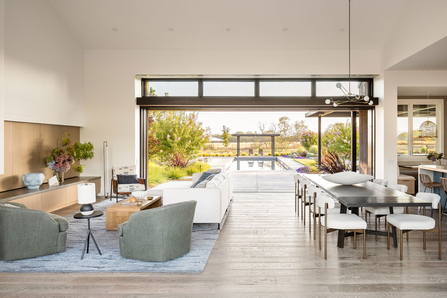 view outside from great room with andersen multi glide patio doors