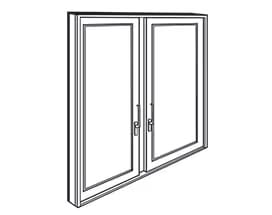 Line drawings of the three different types of Andersen® pass-through windows, including from the left, a Folding Pass-Through Window, MultiGlide Pass-Through Window, and Liftslide Pass-Through Window.