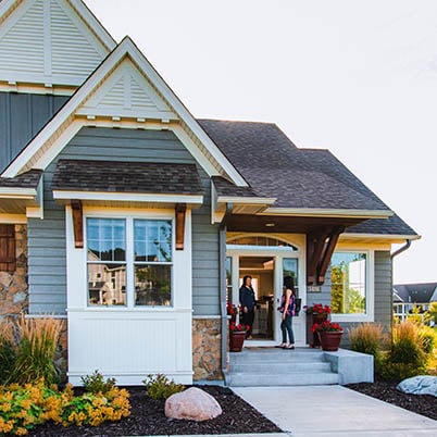 rambler with mixed materials for exterior