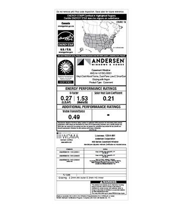 NFRC Energy Efficiency Label