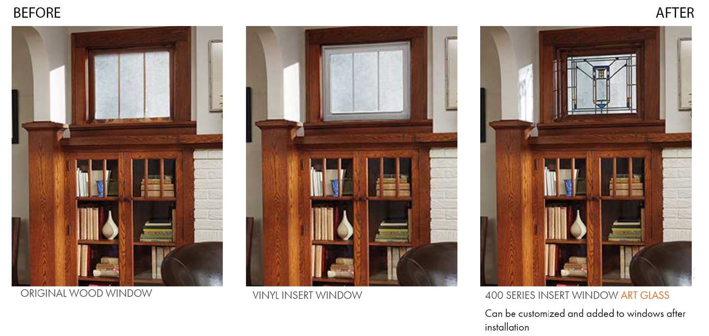 traditional home showing before and after using andersen wood and vinyl windows