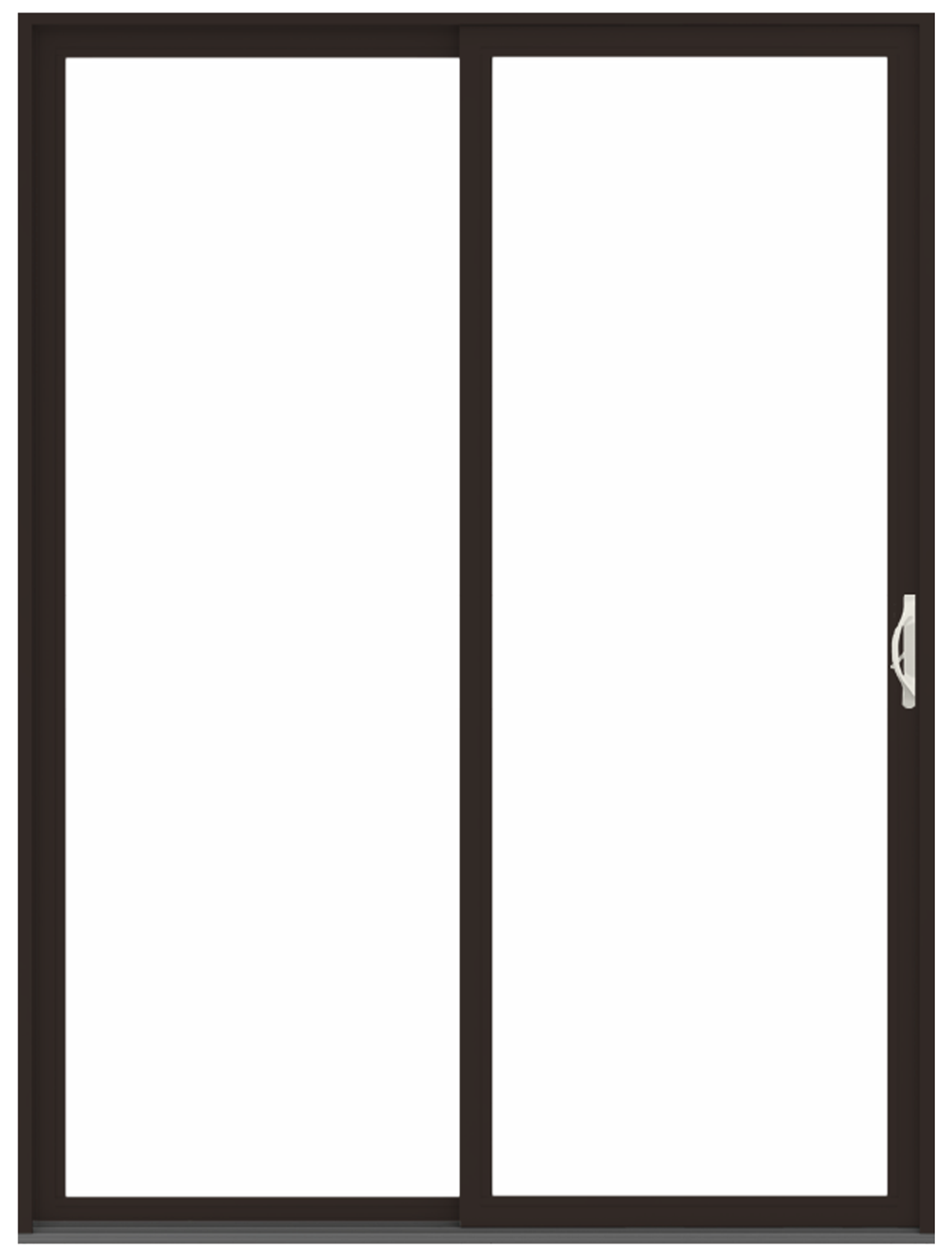 interior andersen gliding patio door with dark bronze trim