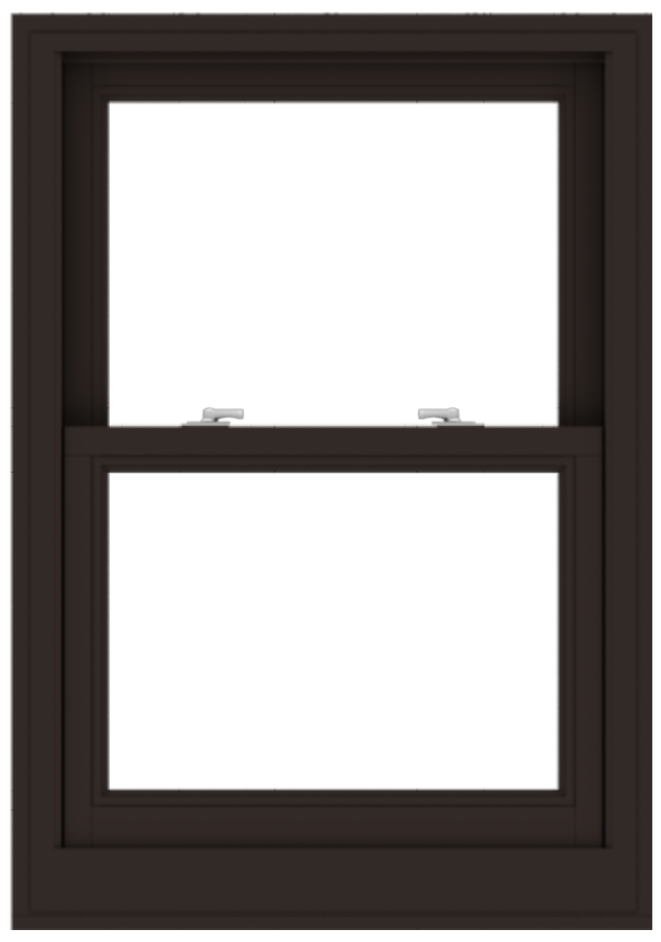 andersen e series double-hung window with dark bronze trim