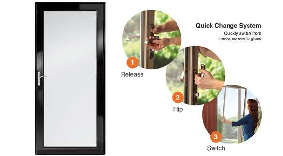 image of storm door with three images