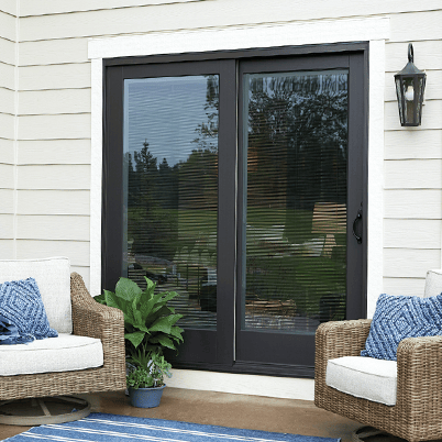 andersen a series gliding patio door with blinds between the glass