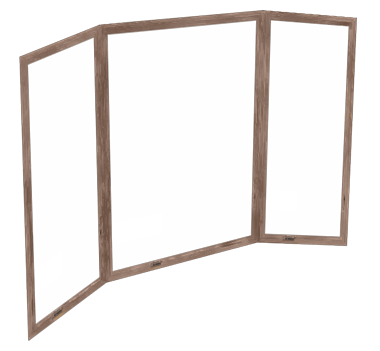 E-Series bay-bow window wood finish