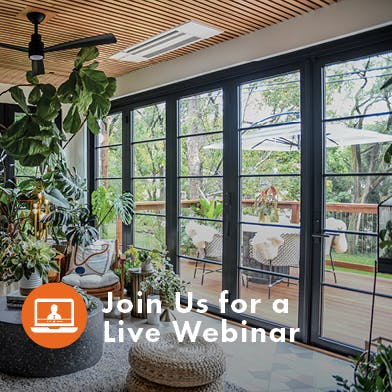 Andersen windows with icon and text to join us for a live webinar