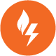 flame illustration icon in orange circle