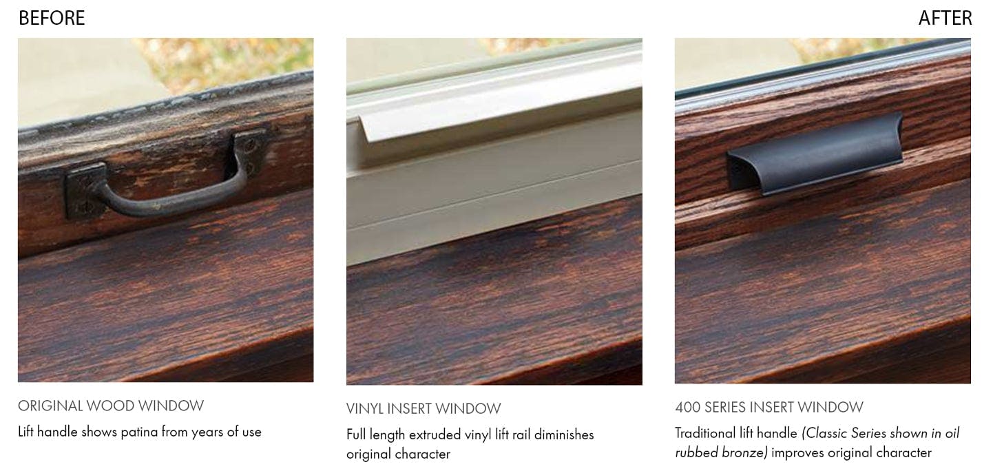 traditional home showing before and after using andersen wood and vinyl windows